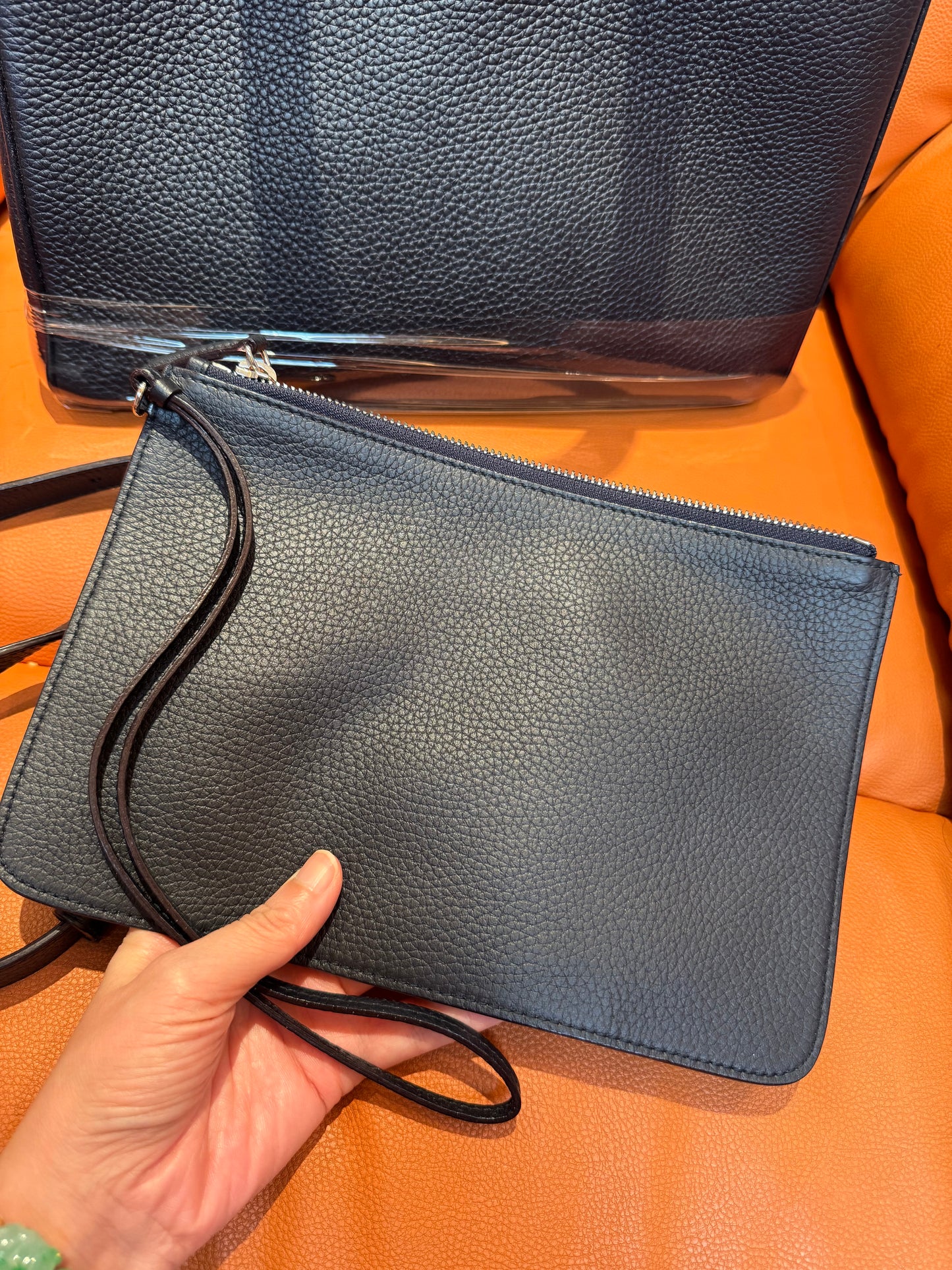 Pre-Loved Black Structured Tote Bag with Charm Details