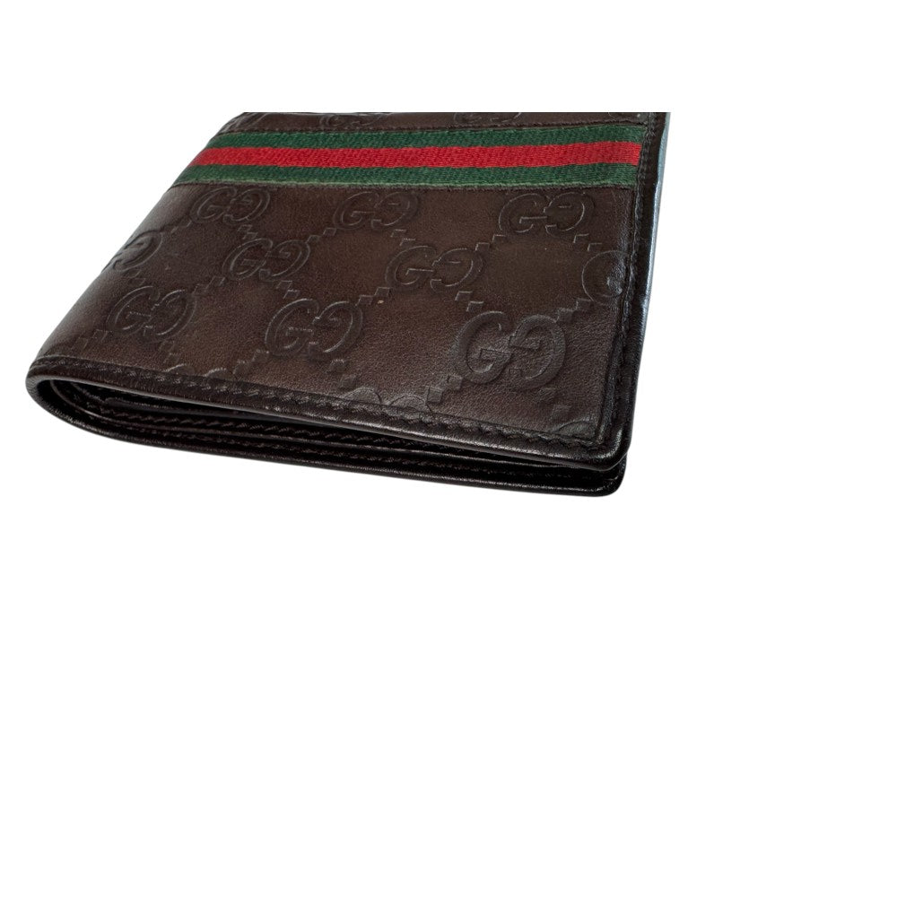 Pre-owned GG-Style Embossed Leather Wallet with Web Stripe