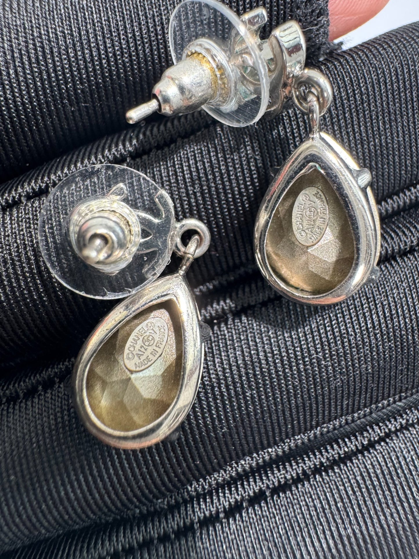 Pre-Owned Chanel CC Logo Drop Earrings with Crystal Teardrop