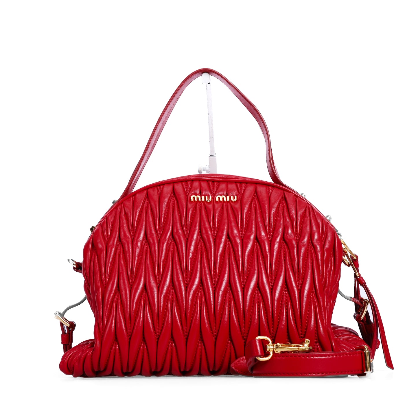 Pre-Owned Miu Miu Matelassé Red Leather Dome Satchel