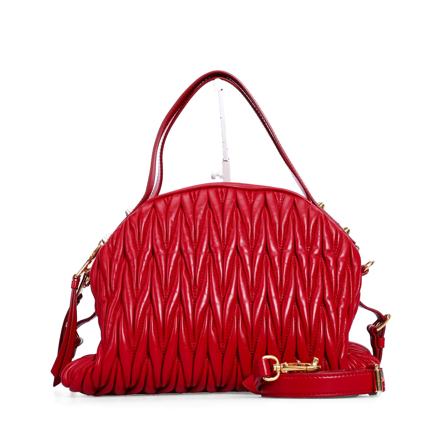 Pre-Owned Miu Miu Matelassé Red Leather Dome Satchel