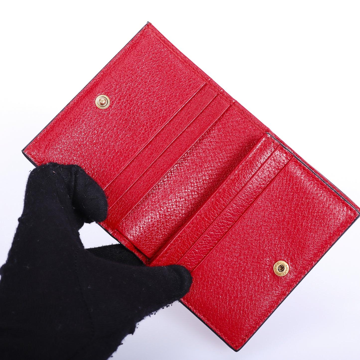 Pre-Owned Gucci Embroidered Floral Wallet in Red Leather with Crystal GG Logo