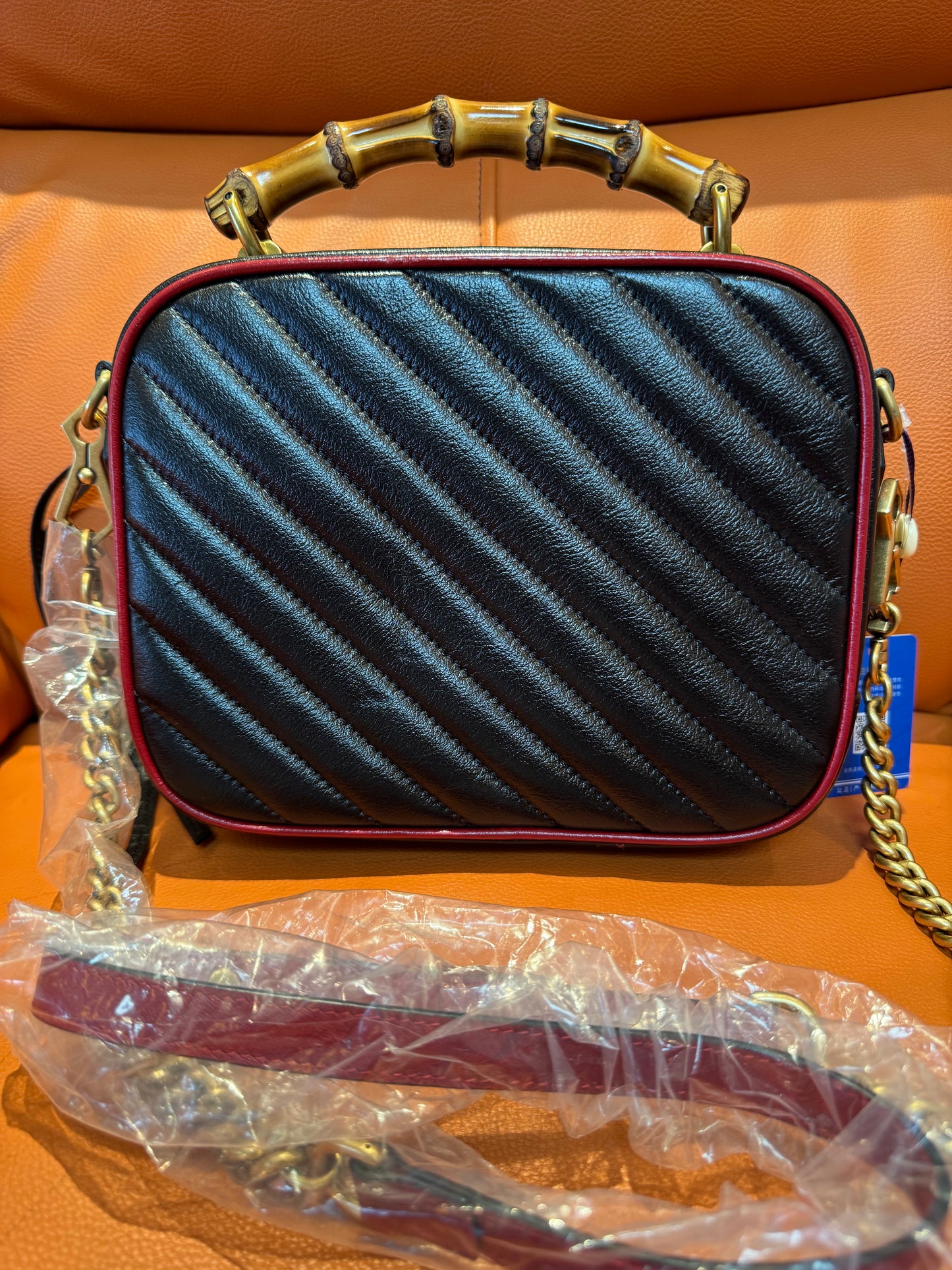 Pre-Loved Gucci GG Marmont Bamboo Handle Shoulder Bag – Black Quilted Leather