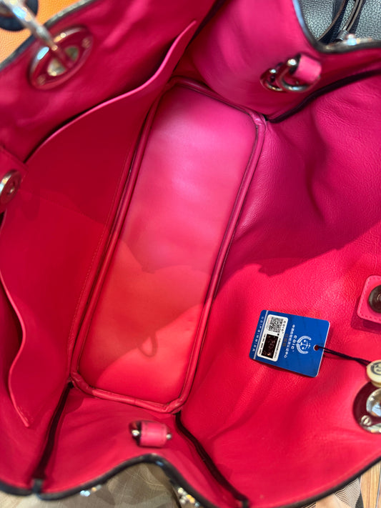 Pre-Loved Black Structured Tote Bag with Charm Details