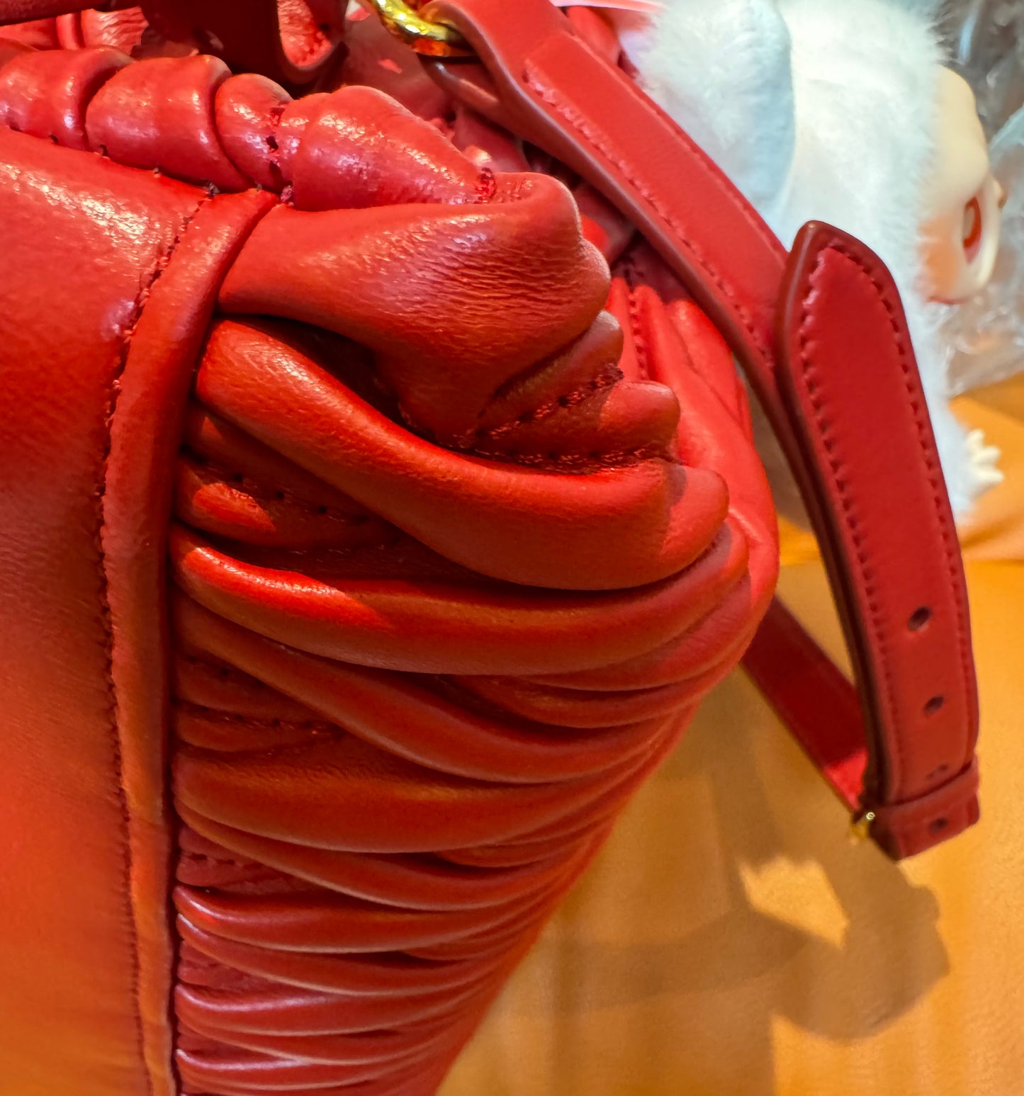 Pre-Loved Miu Miu Matelassé Leather Crossbody Bag – Red