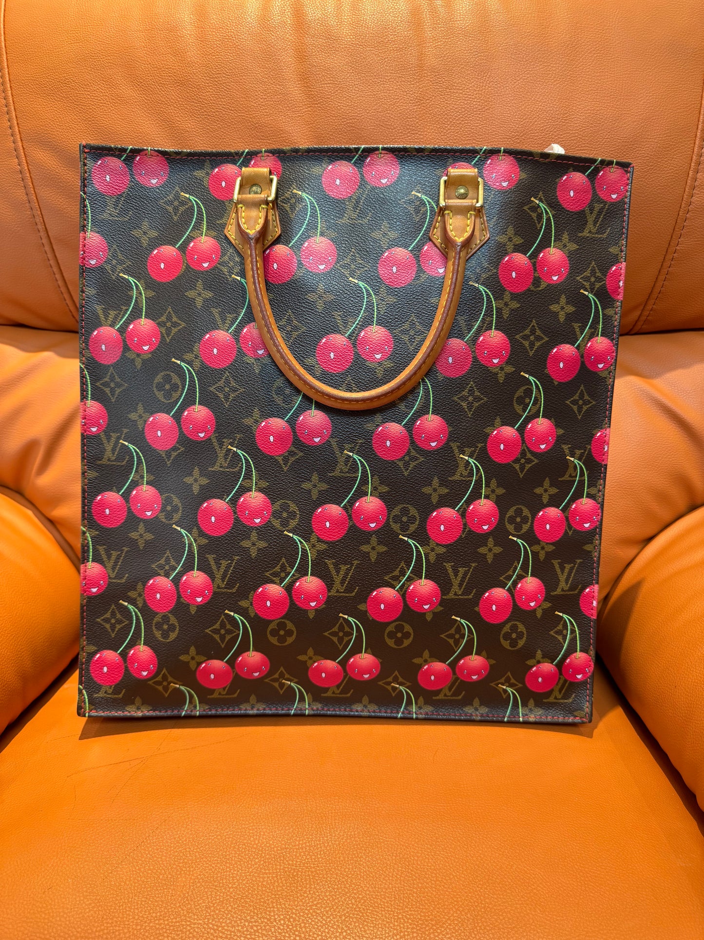 pre-owned Louis Vuitton x Takashi Murakami Cherry Sac Plat Tote – Rare Collector’s Piece