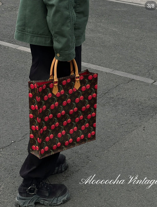 pre-owned Louis Vuitton x Takashi Murakami Cherry Sac Plat Tote – Rare Collector’s Piece
