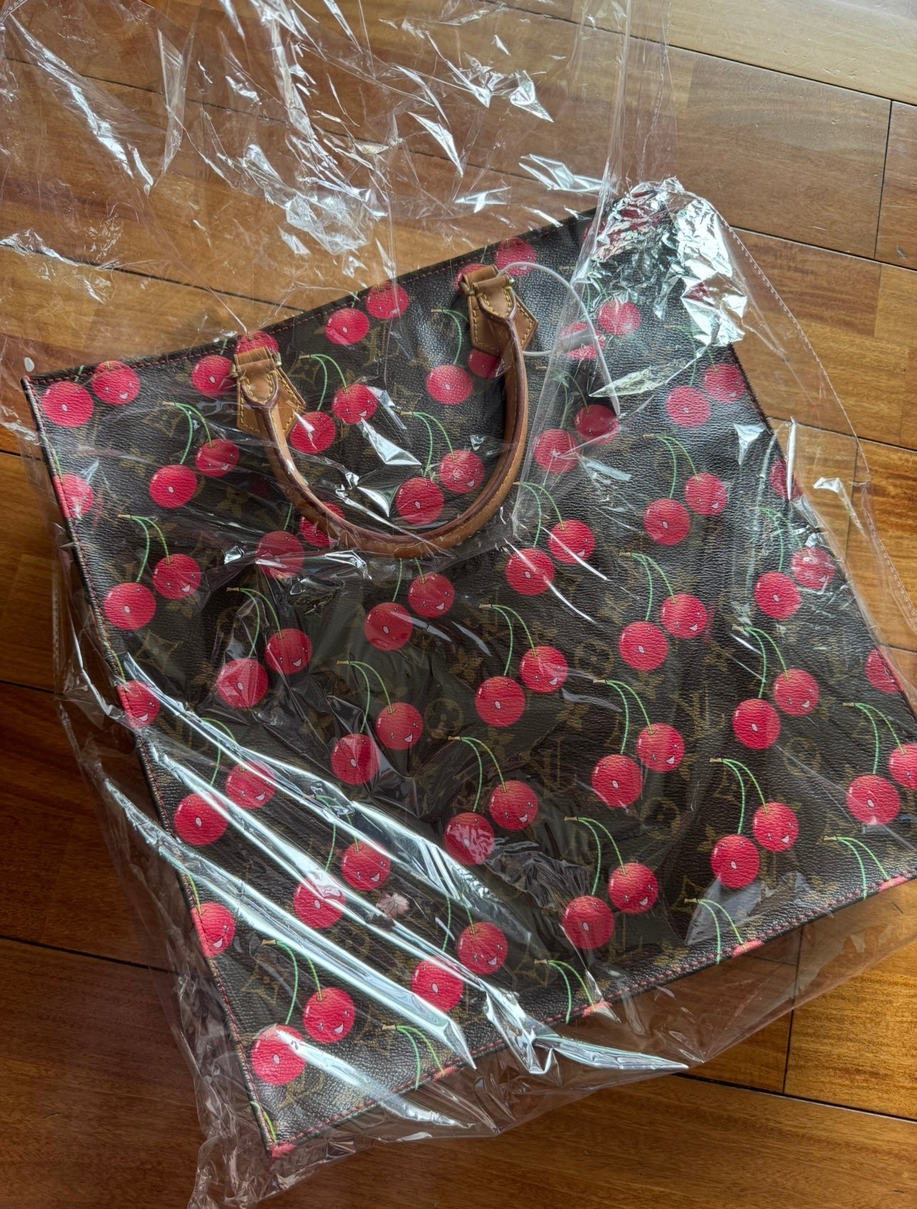 pre-owned Louis Vuitton x Takashi Murakami Cherry Sac Plat Tote – Rare Collector’s Piece