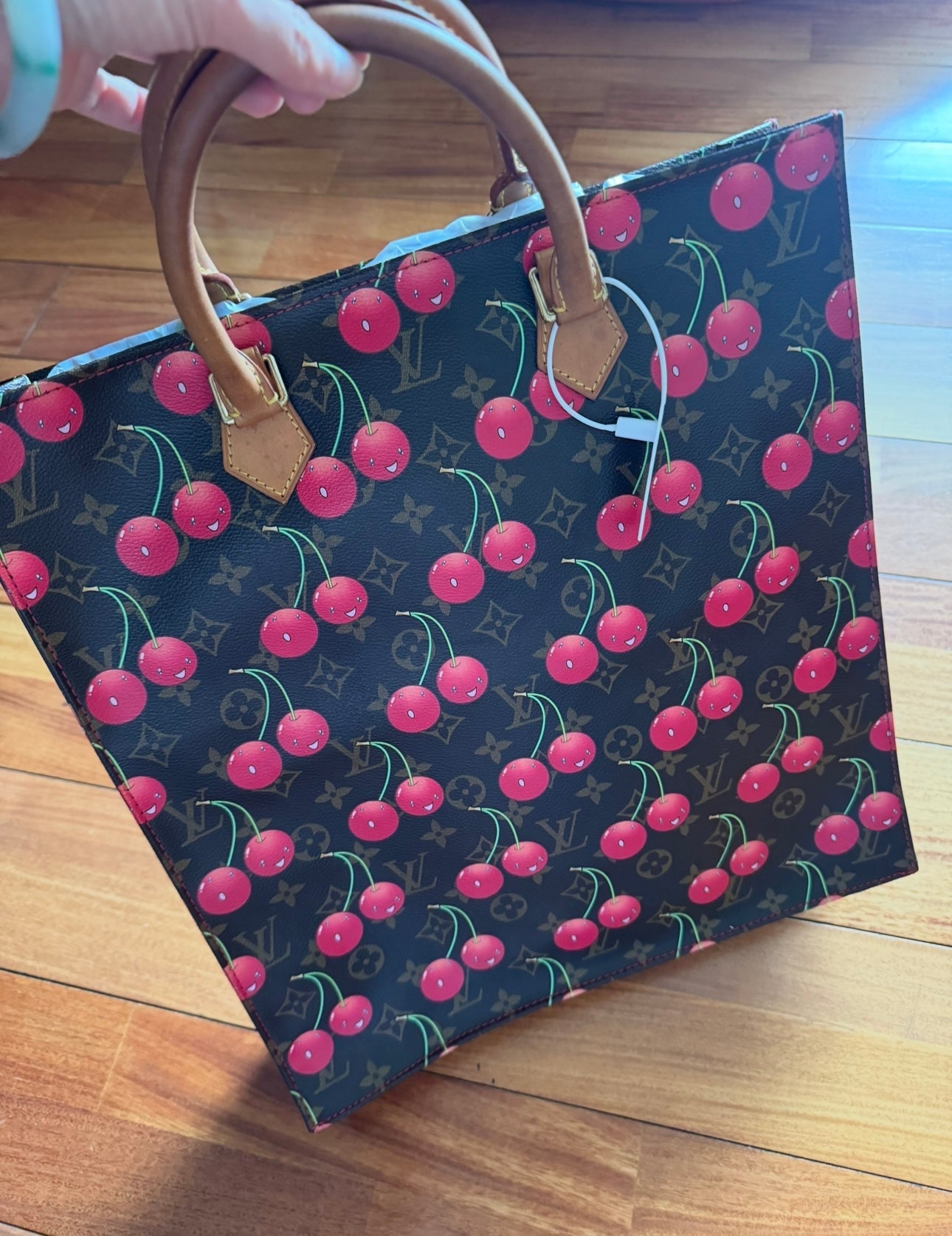 pre-owned Louis Vuitton x Takashi Murakami Cherry Sac Plat Tote – Rare Collector’s Piece