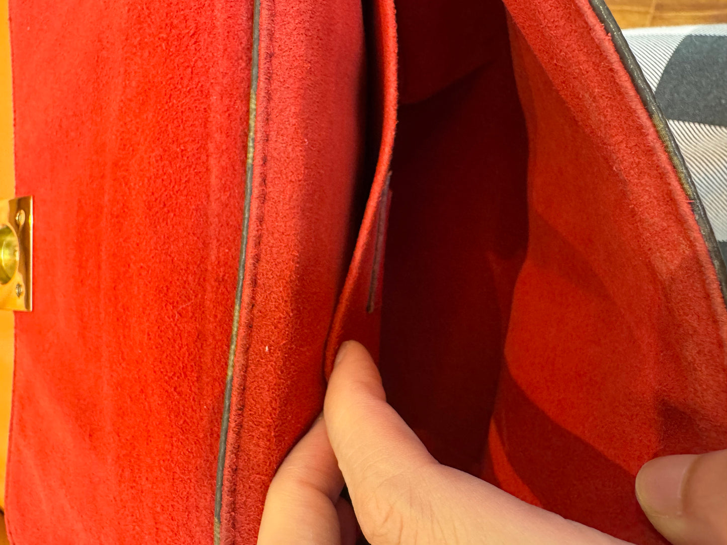 Pre-Loved Louis Vuitton Monogram &amp; Red Leather Top Handle Bag