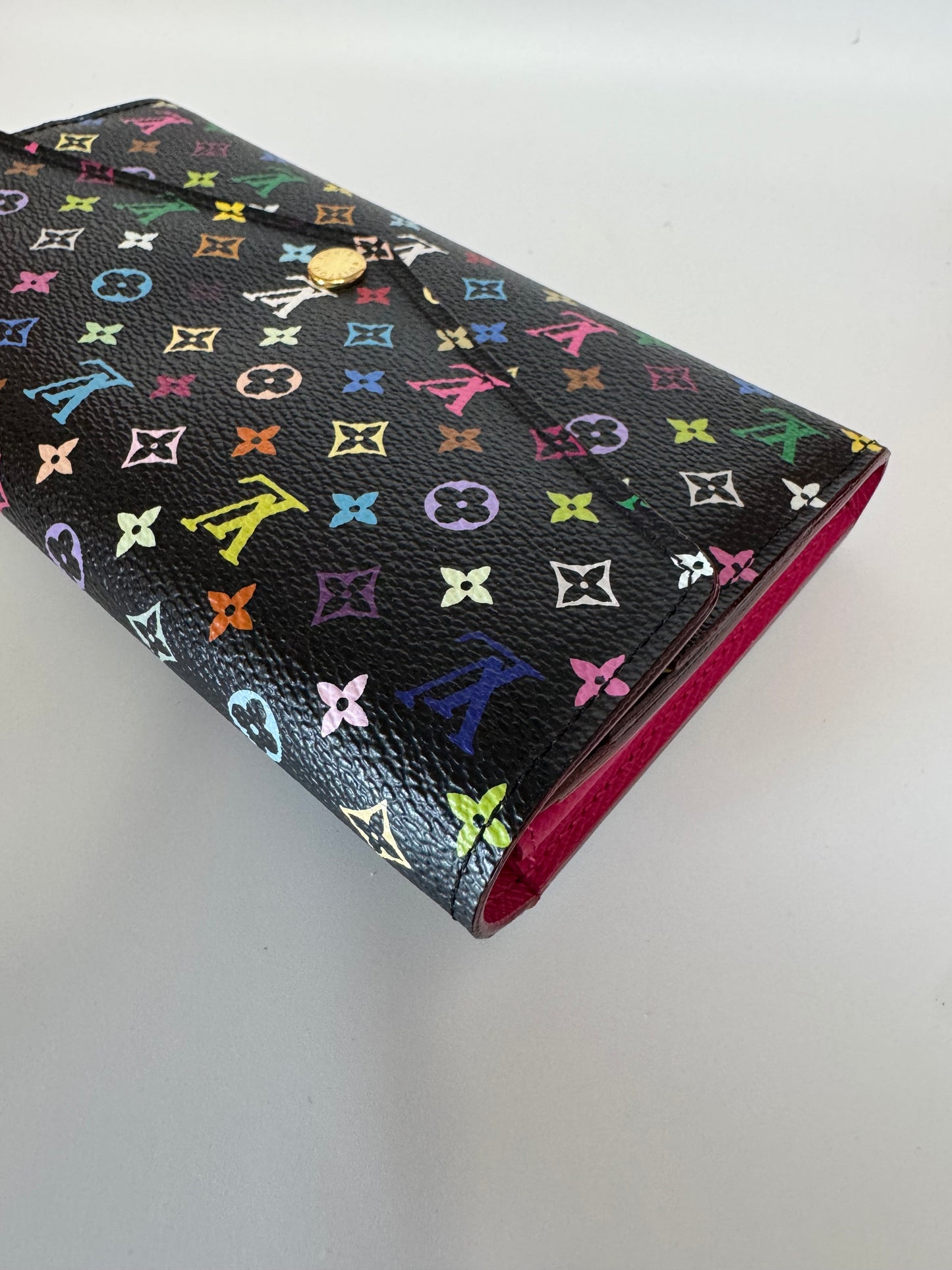 Pre-Loved Designer Multicolor Long Wallet – Classic Black Edition