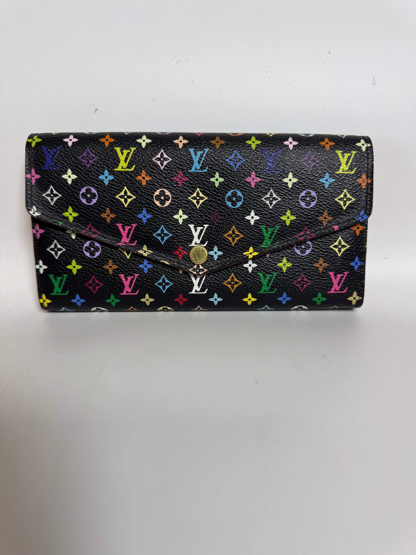Pre-Loved Designer Multicolor Long Wallet – Classic Black Edition