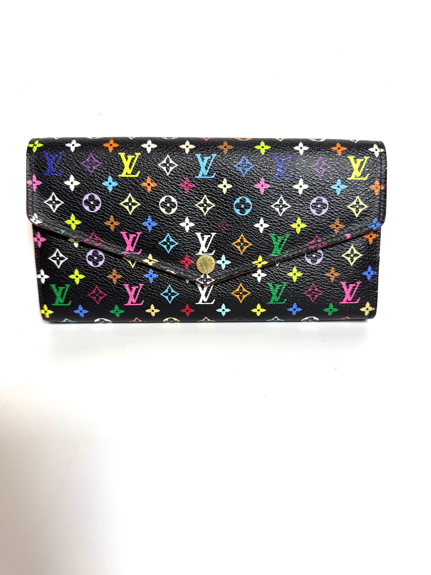 Pre-Loved Designer Multicolor Long Wallet – Classic Black Edition