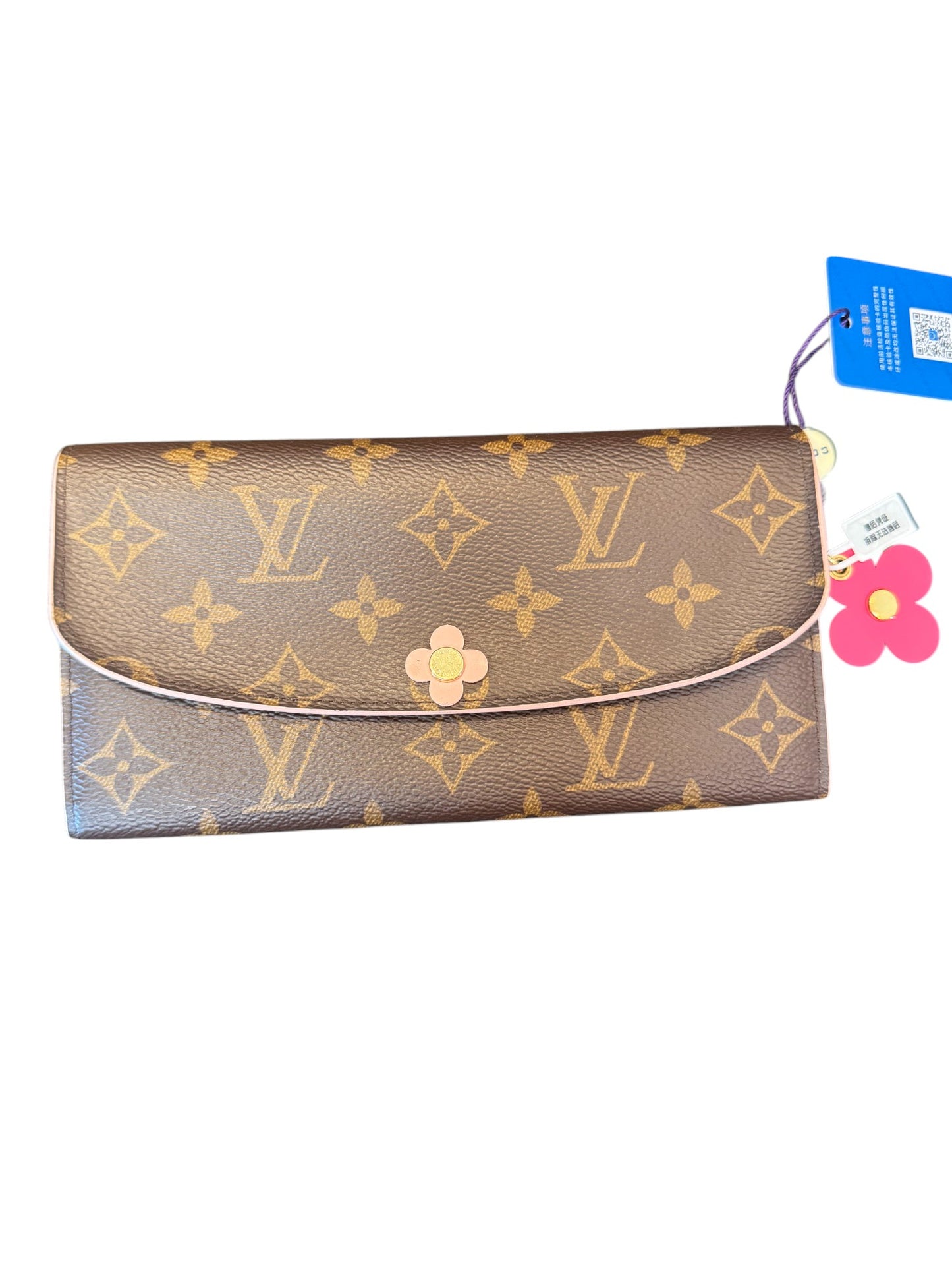 PRE-LOVED Classic Monogram Long Wallet – Floral Button Accent
