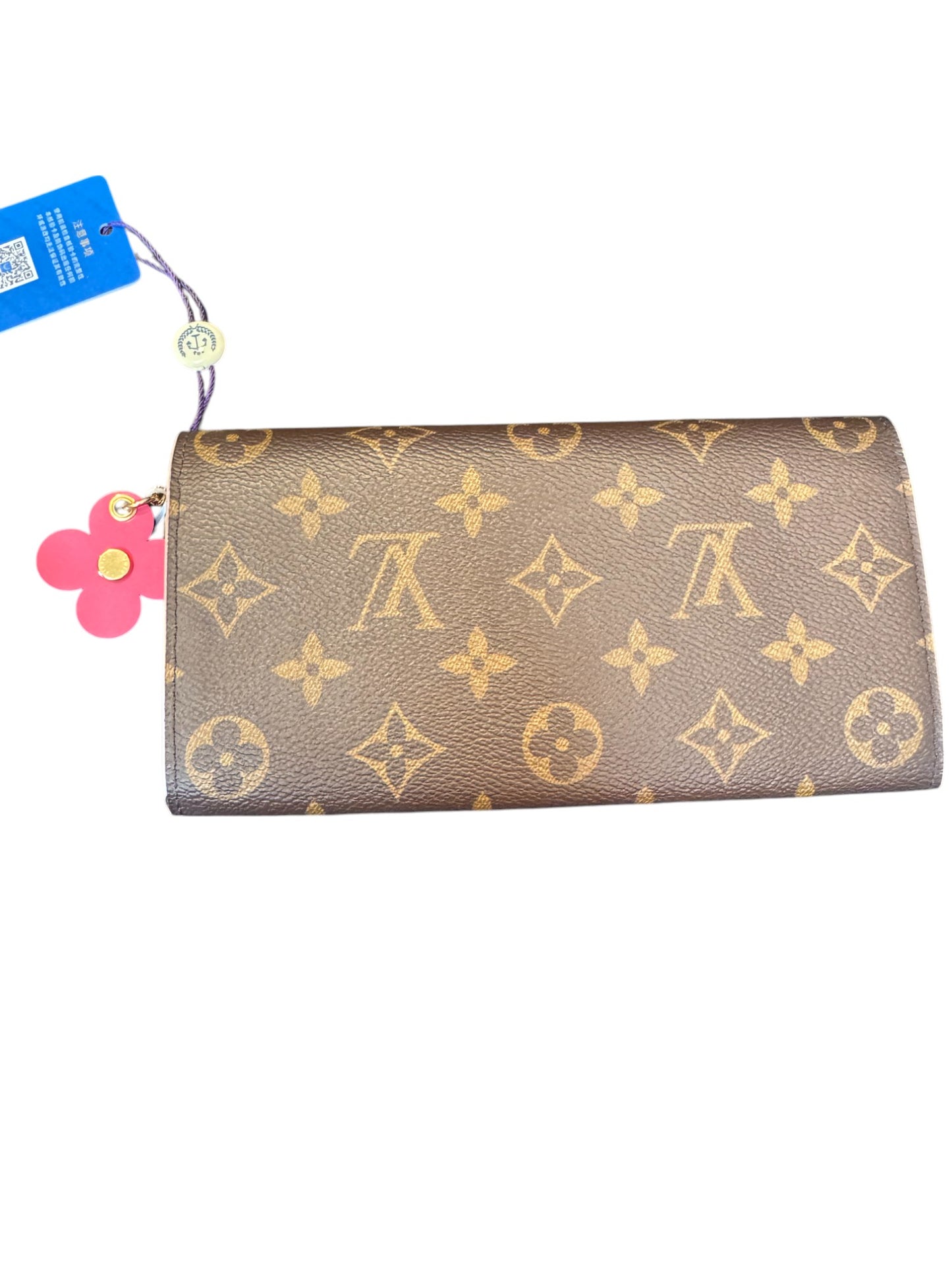 PRE-LOVED Classic Monogram Long Wallet – Floral Button Accent