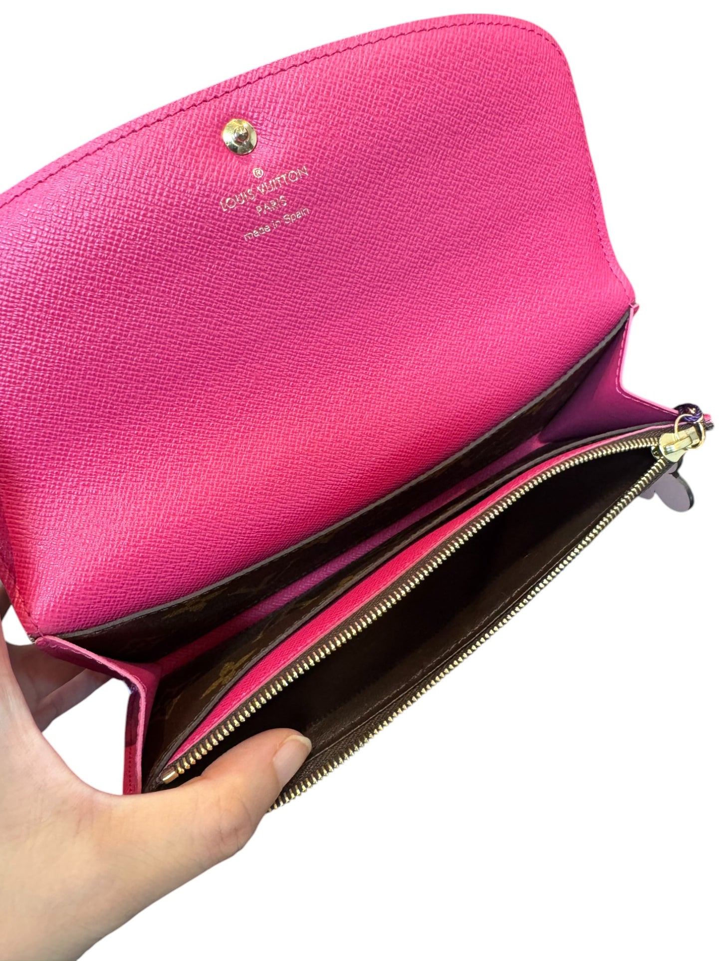PRE-LOVED Classic Monogram Long Wallet – Floral Button Accent