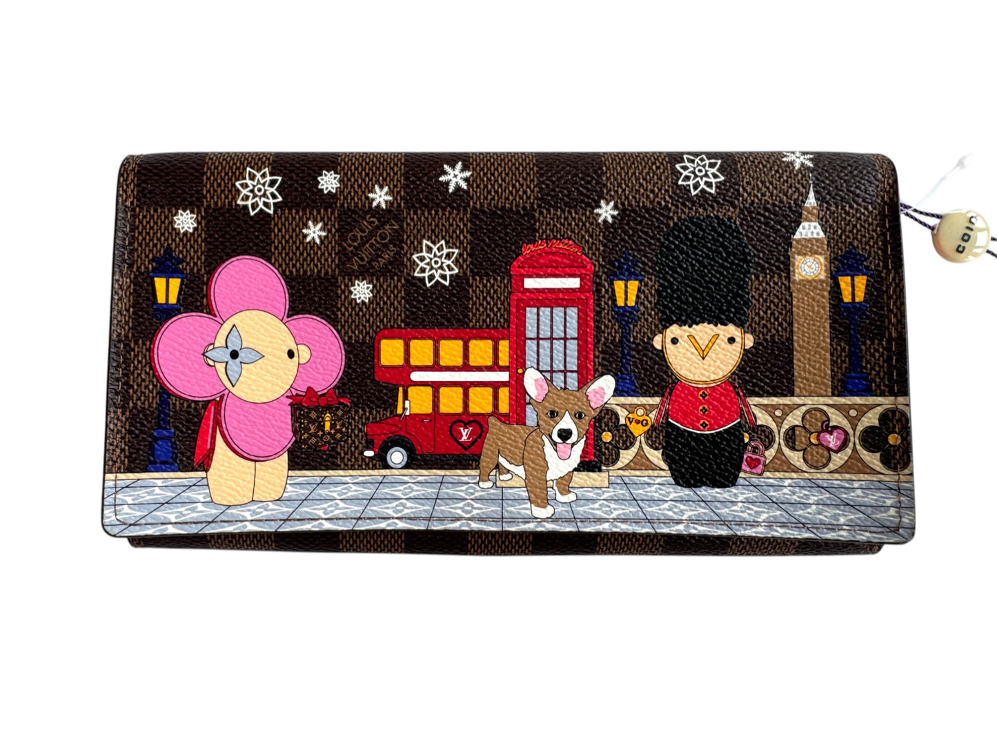 pre-owned Louis Vuitton Christmas Animation Long Wallet – London Edition LV London Scene Zippy Wallet | Damier Ebene