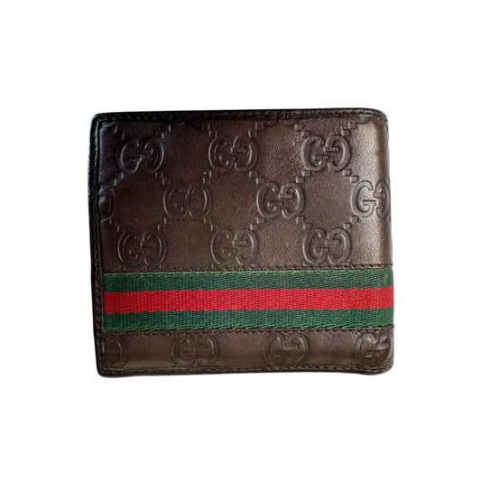 Pre-owned GG-Style Embossed Leather Wallet with Web Stripe