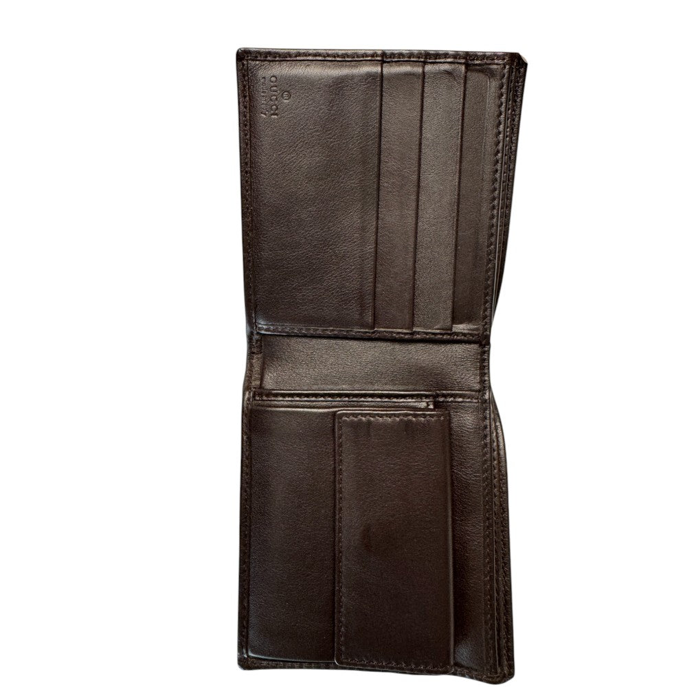 Pre-owned GG-Style Embossed Leather Wallet with Web Stripe