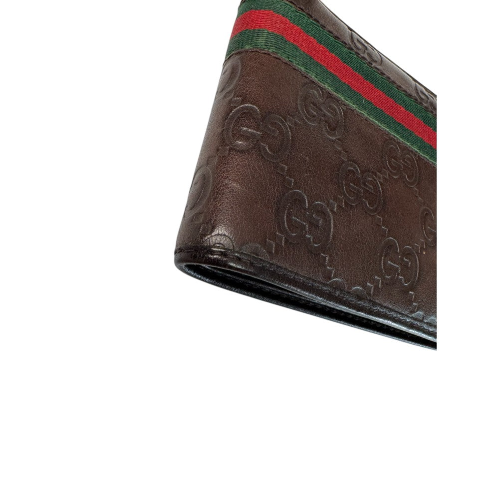 Pre-owned GG-Style Embossed Leather Wallet with Web Stripe