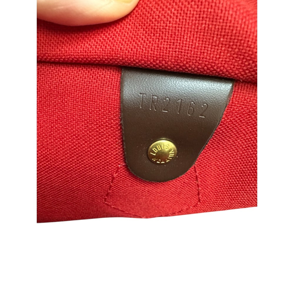 Pre-loved Louis Vuitton Speedy 30 in Damier Ebene with Twilly Wrap – Guaranteed Authentic