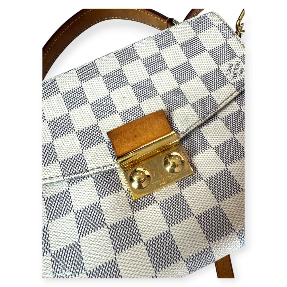 Pre-owned lv Damier Check Top Handle Crossbody with Gold Lock Closure