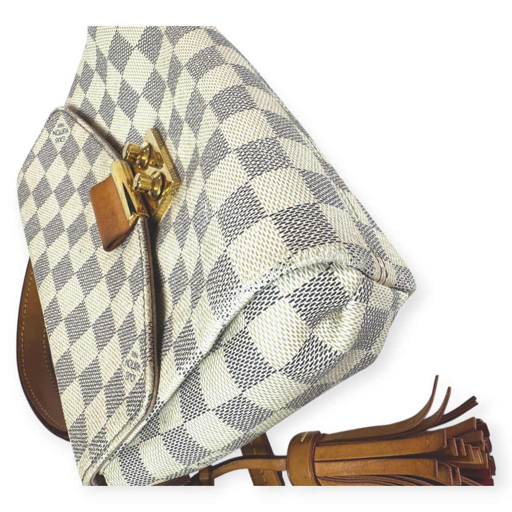 Pre-owned lv Damier Check Top Handle Crossbody with Gold Lock Closure