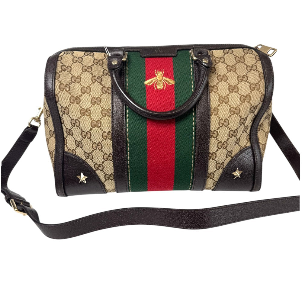 Pre-Owned Gucci Ophidia GG Supreme Boston Bag with Web Stripe