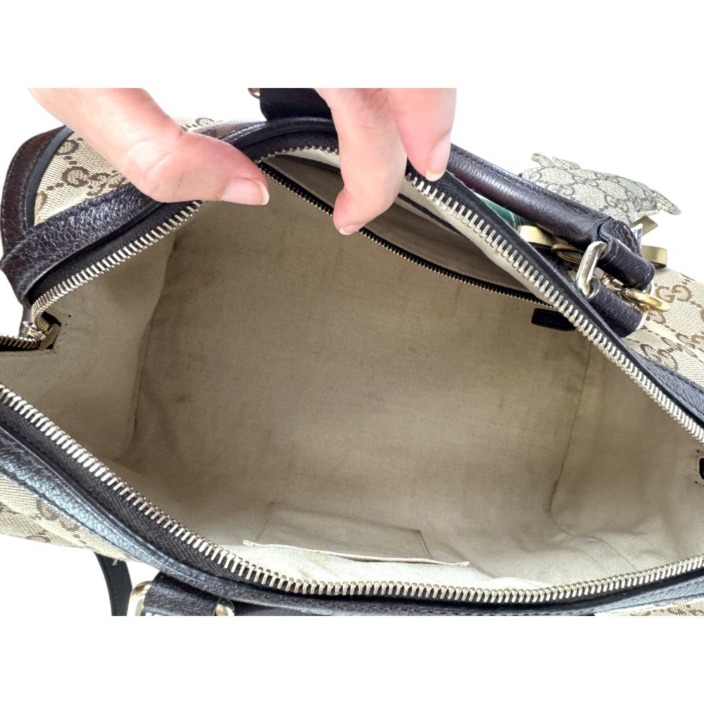 Pre-Owned Gucci Ophidia GG Supreme Boston Bag with Web Stripe