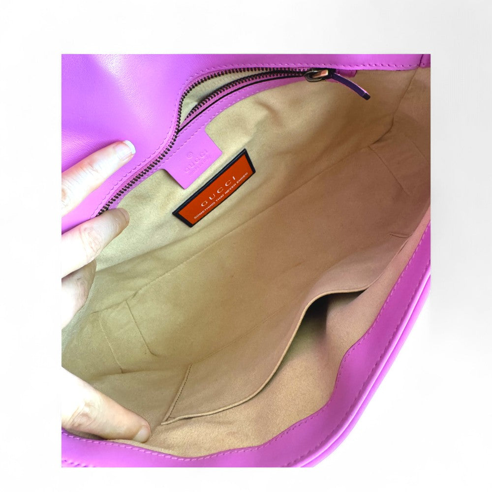 Pre-Owned Pink Matelassé Leather Shoulder Bag with Gold Chain