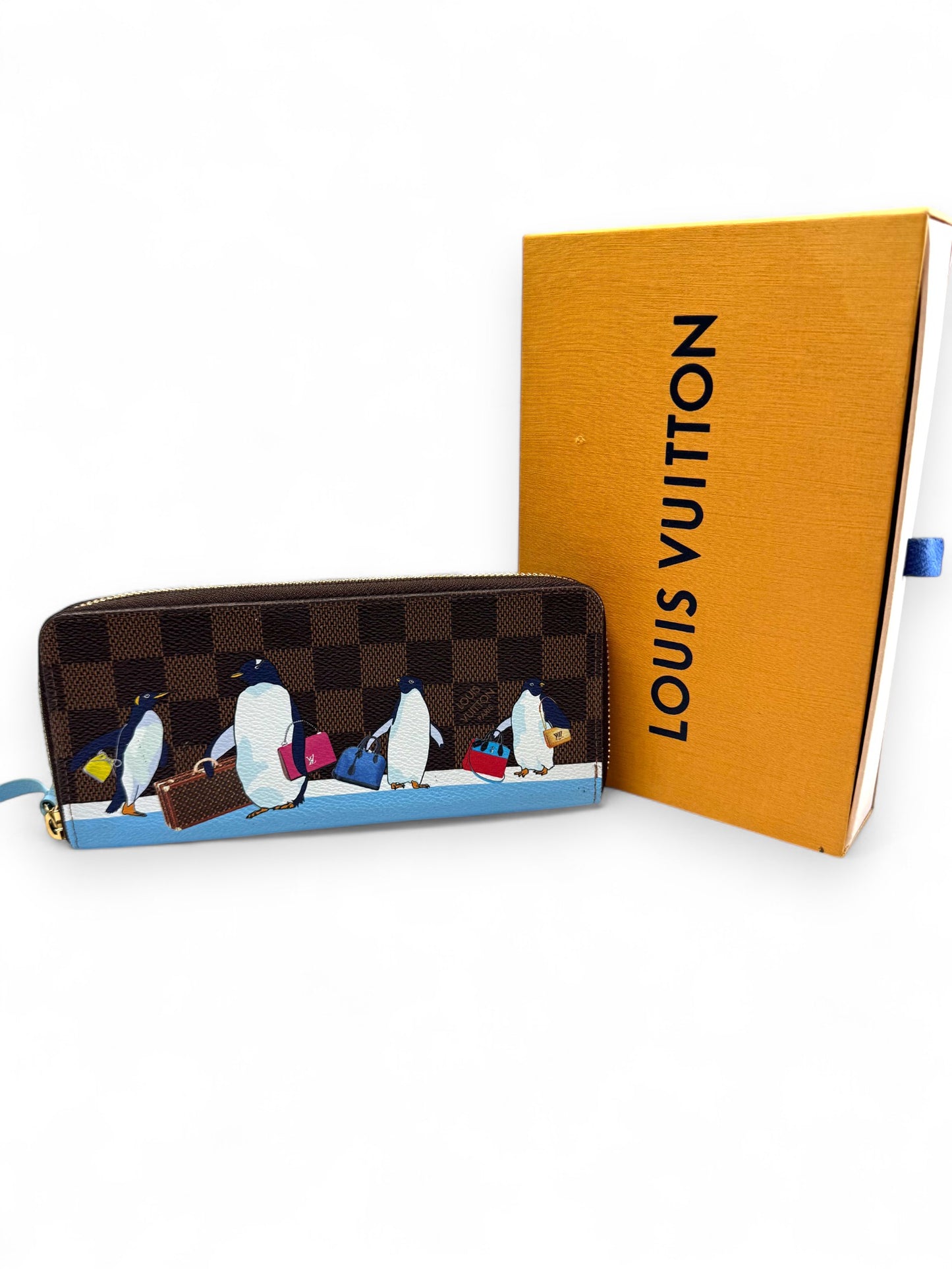 Pre-Owned Louis Vuitton Zippy Wallet in Damier Ebene Canvas with Penguin Animation