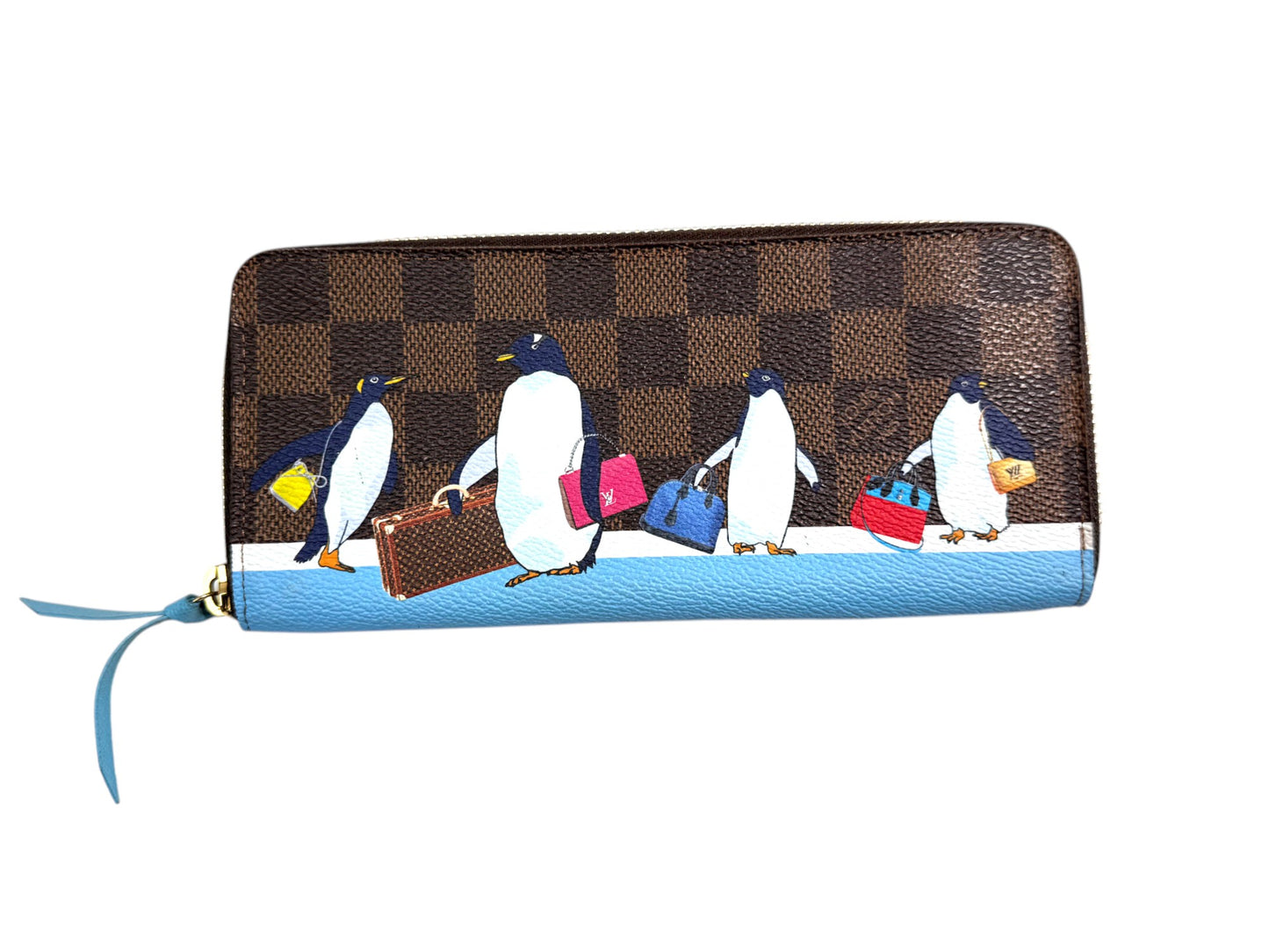 Pre-Owned Louis Vuitton Zippy Wallet in Damier Ebene Canvas with Penguin Animation