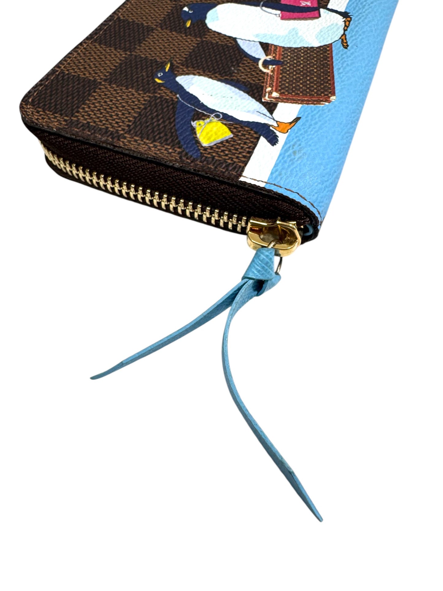 Pre-Owned Louis Vuitton Zippy Wallet in Damier Ebene Canvas with Penguin Animation