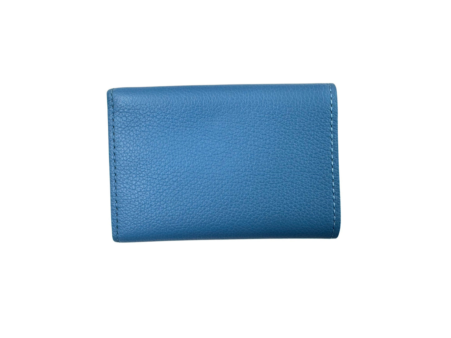 Pre-Owned Louis Vuitton Capucines Compact Wallet in Blue Taurillon Leather with Silver LV Logo