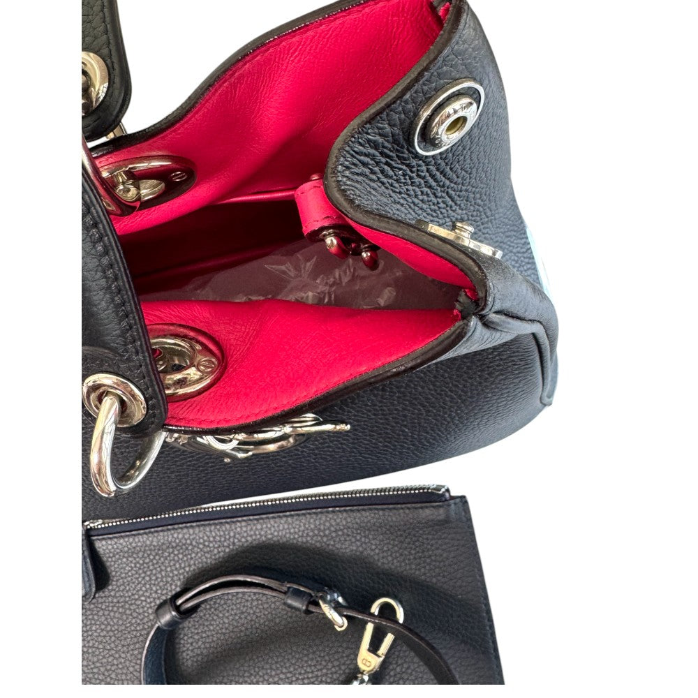 Pre-Owned Dior Diorever Black Grained Leather Tote with Shoulder Strap