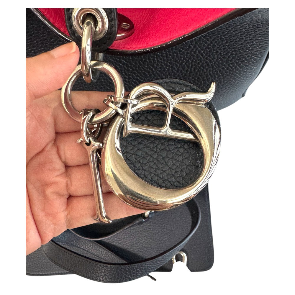 Pre-Owned Dior Diorever Black Grained Leather Tote with Shoulder Strap