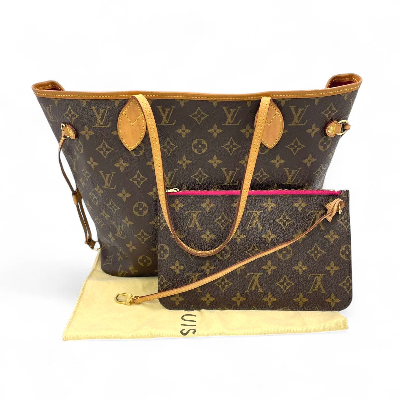 Pre-Owned Louis Vuitton Neverfull MM Monogram Tote with Pouch