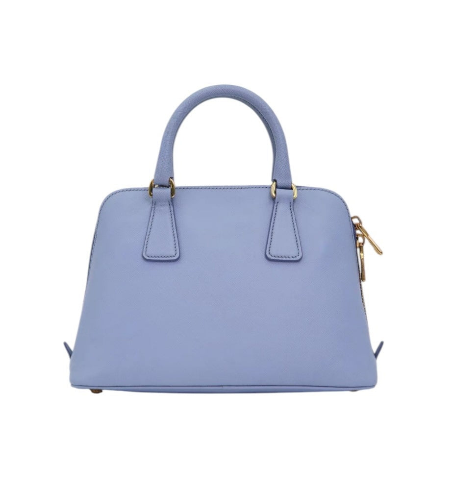 Pre-Owned Prada Saffiano Leather Dome Satchel in Light Blue with Strap
