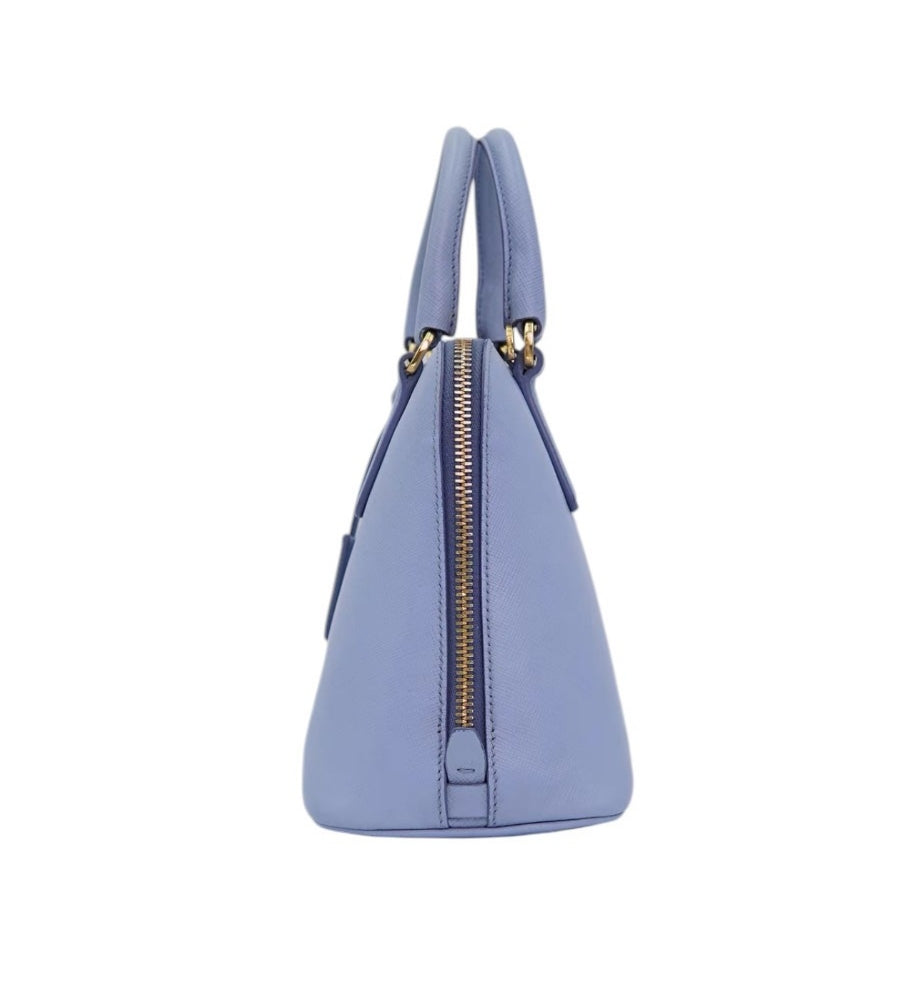 Pre-Owned Prada Saffiano Leather Dome Satchel in Light Blue with Strap