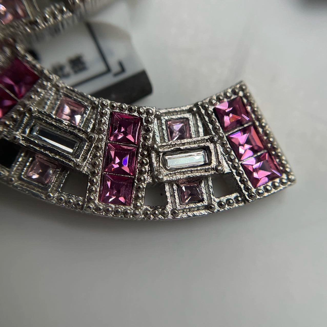 Pre-Owned Chanel CC Logo Necklace with Pink and Clear Crystals