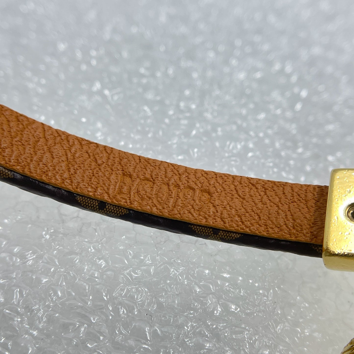 Pre-Owned Louis Vuitton Monogram Bracelet with Gold-Tone Lock Charm