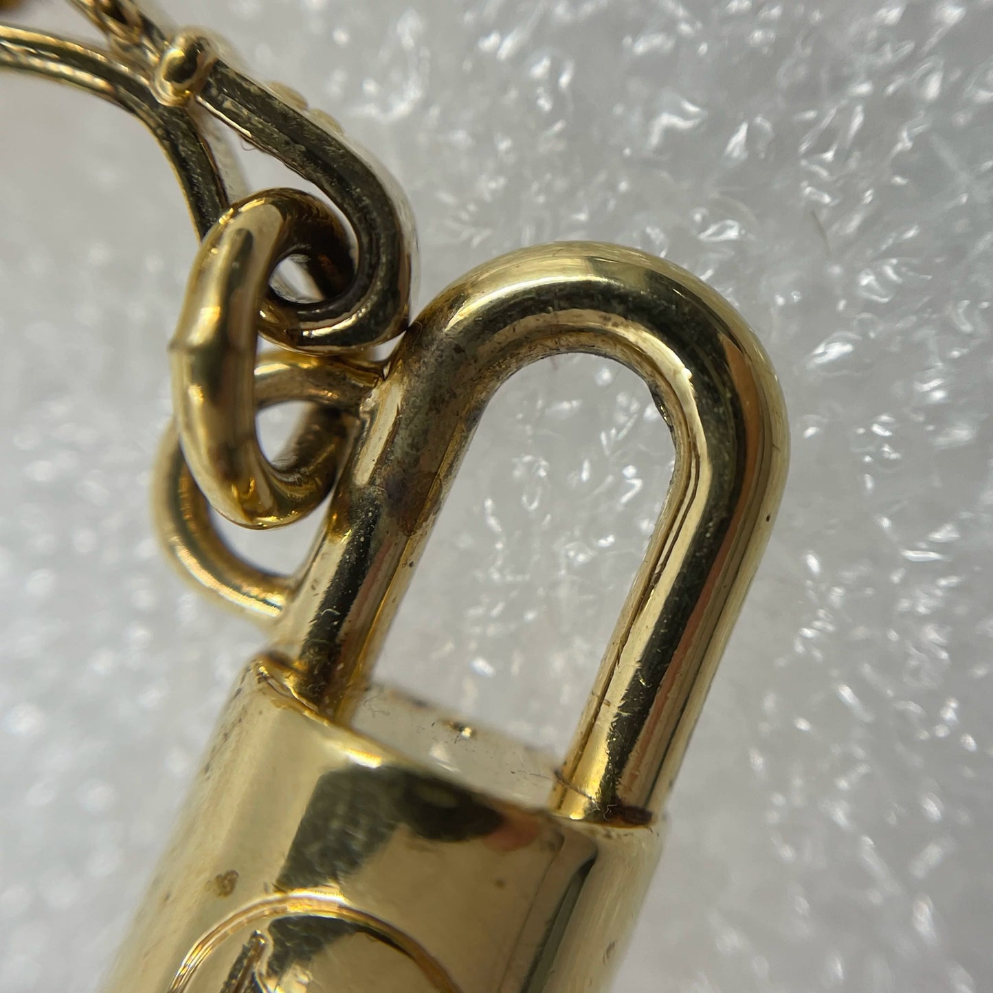 Pre-Owned Louis Vuitton Monogram Bracelet with Gold-Tone Padlock Charm