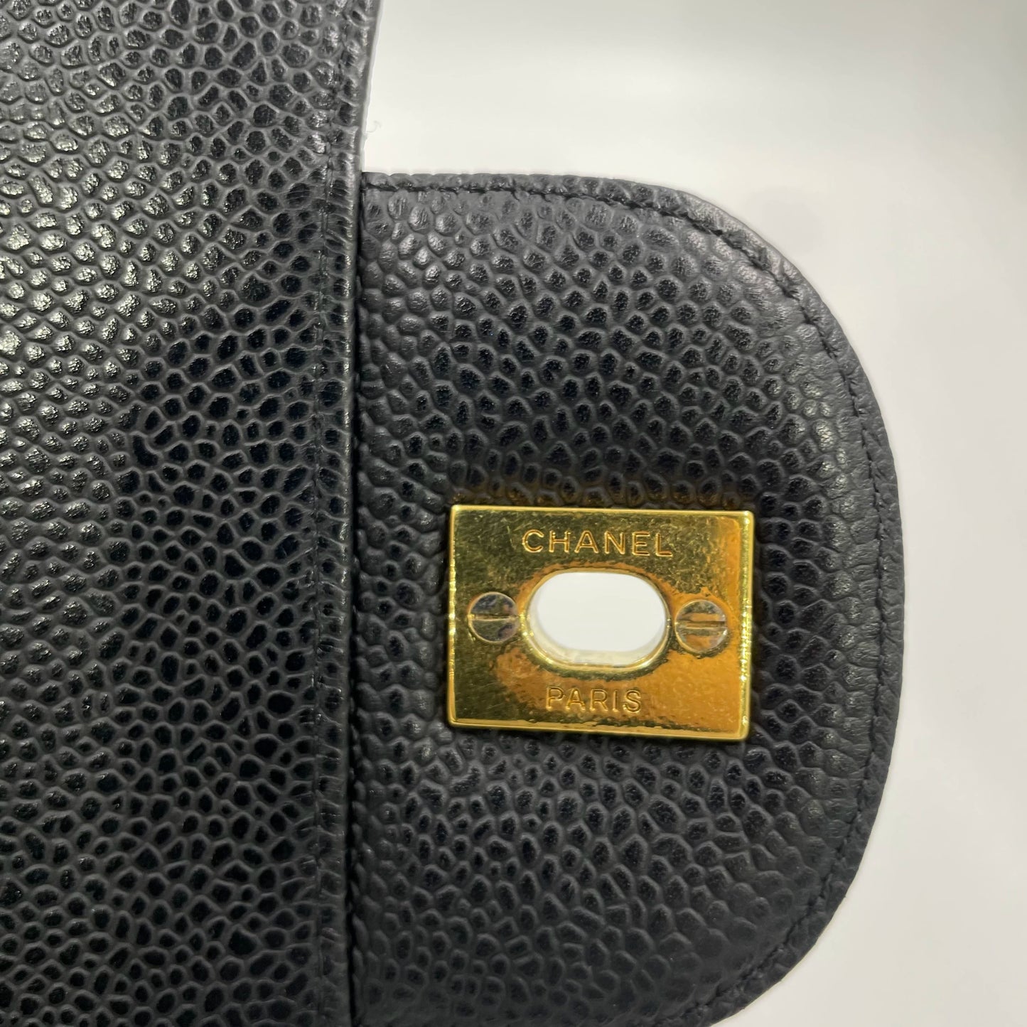 Pre-Owned Chanel Classic Double Flap Maxi Bag in Black Caviar Leather with Gold Hardware