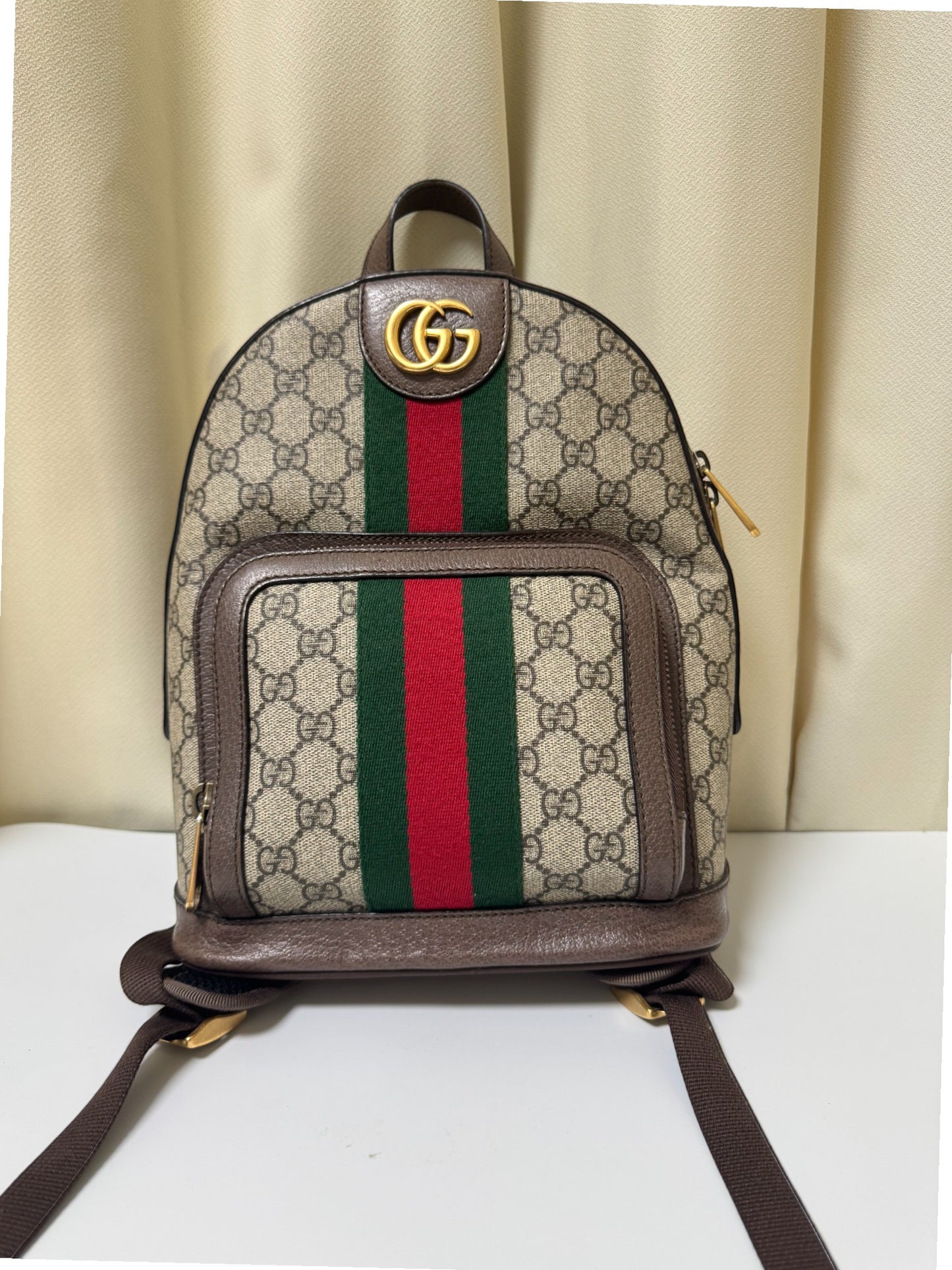 Pre-Owned Gucci GG Supreme Canvas Backpack with Web Stripe