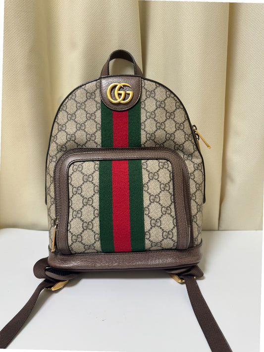 Pre-Owned Gucci GG Supreme Canvas Backpack with Web Stripe