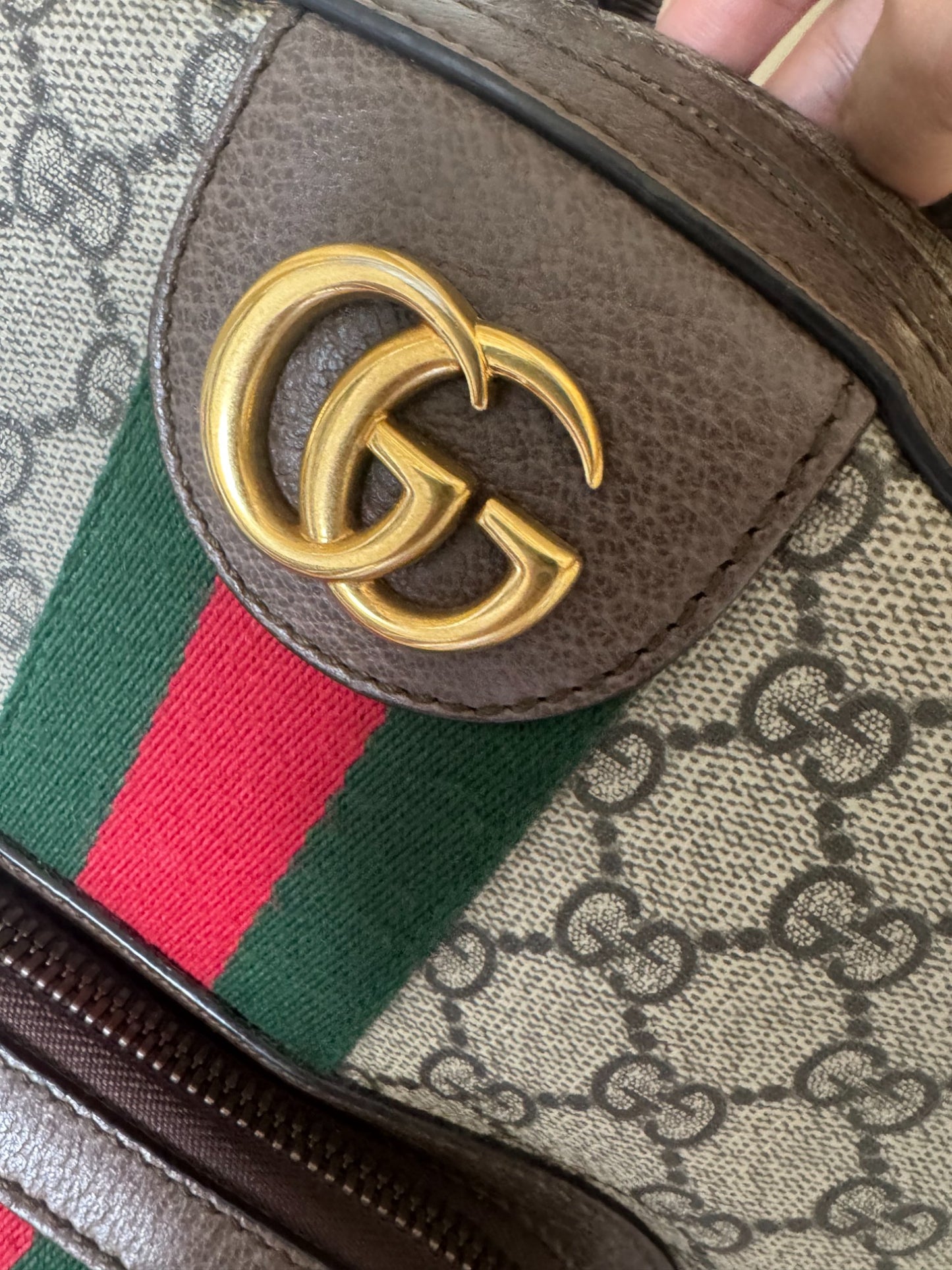 Pre-Owned Gucci GG Supreme Canvas Backpack with Web Stripe